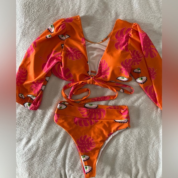 🩷👁️NWOT-SUPER CUTE & FUN ORANGE AND PINK BIKINI SZ M🩷👁️ - Picture 11 of 13